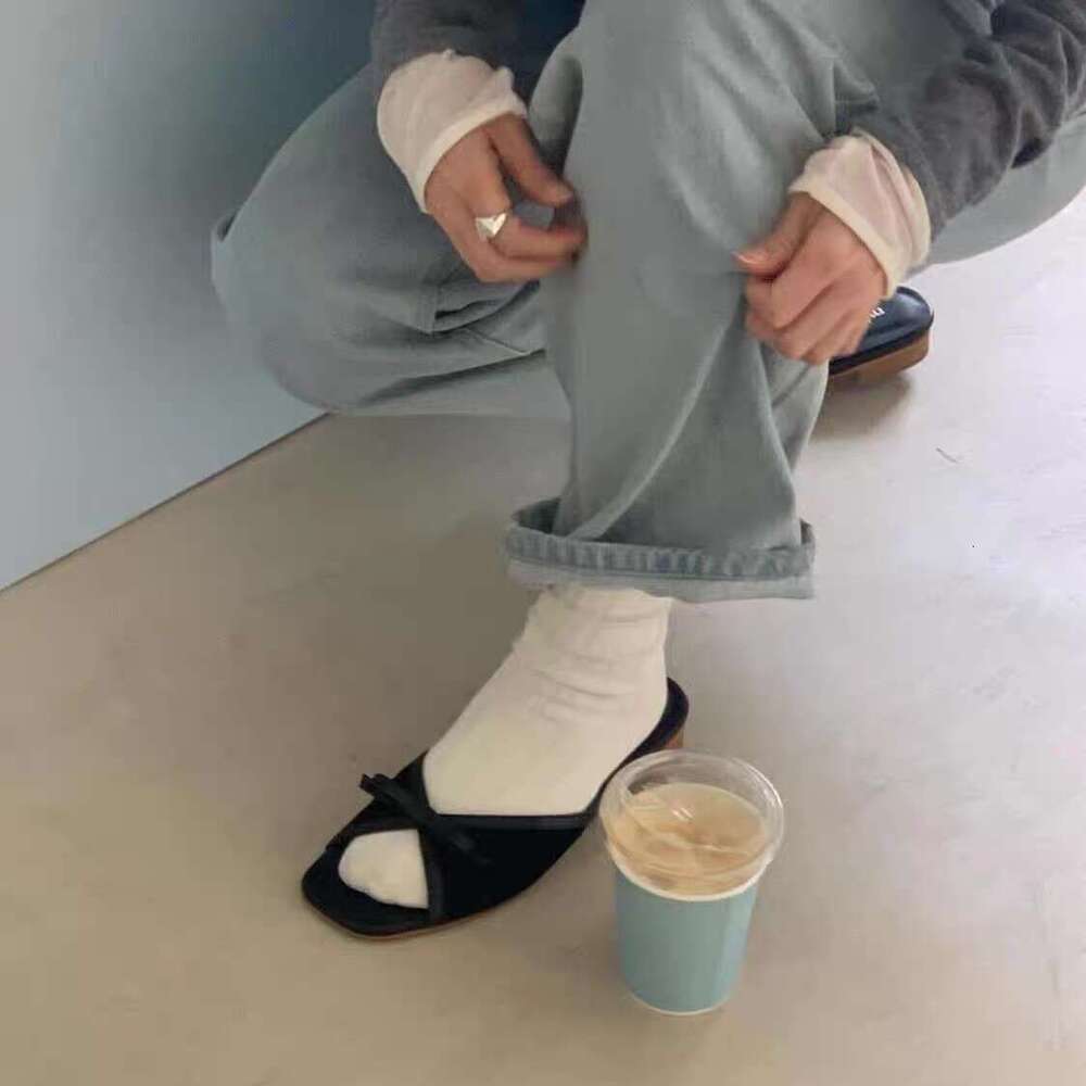 Sheepskin Version ~ French Style Bowknot Square Low Heel Flat Open Toe Slip-On Sandals for Women Outdoor 2025 Summer Slippers