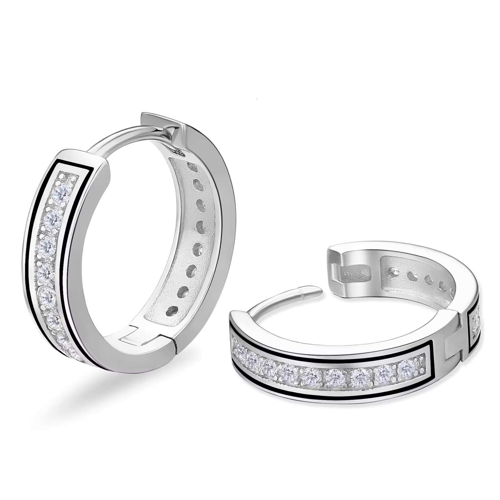 925 Sterling Silver Men Earring 15mm Hip Hop Jewelry 5A CZ Cubic Zirconia Diamond 14k Gold Plated Women Iced Out Hoop Earring
