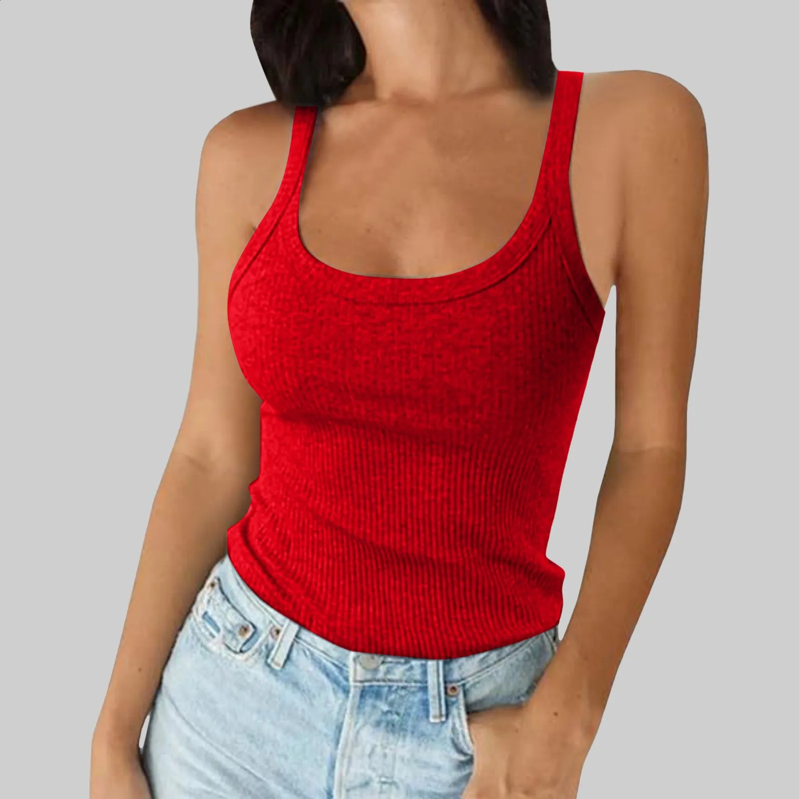 O Neck Summer Knit Vest Sleeveles Sexy Basic T Shirt Off Shoulder Ribbed Tank Tops Casual 2025 Outfits Tight 250527