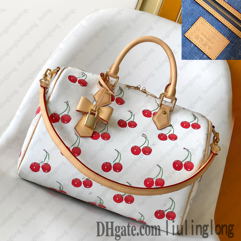 Luxury womens murakami sakura almar designer bag pink flower cherry blossom shell leather shoulder crossbody bags ladies handbag purse high quality