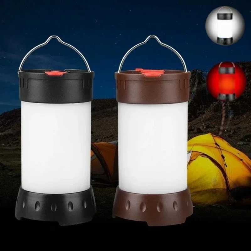 Magnetic Portable White Red Camping Lantern 5 Level Brightness Hanging Tent usb rechargeable Emergency Flashlight+18650 Battery XJ250529