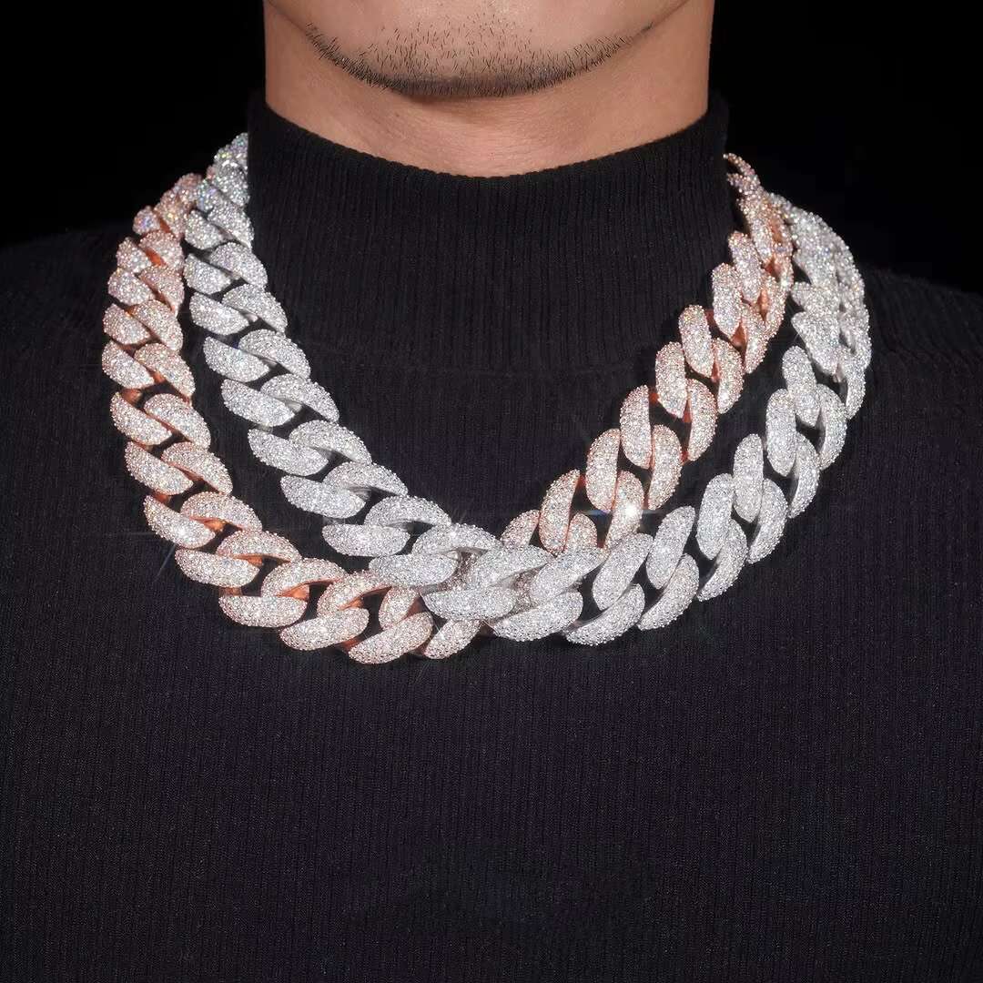 Fashion Jewelry Hip Hop VVS Diamond Full Size S925 Silver Moissanite Necklace Cuban Link Chain