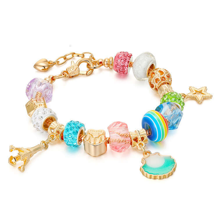 New DIY Alloy Shell Large Hole Gold Bead Bracelet
