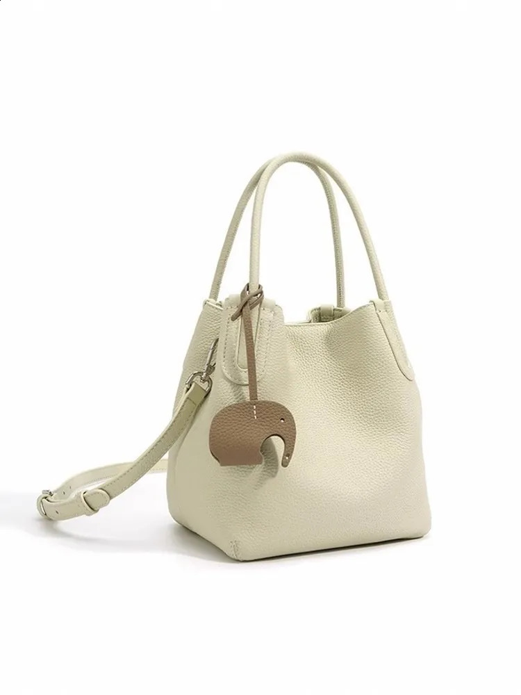 Office Women Genuine Leather Handbag Soft Single Shoulder Bucket Bag Versatile Multi Functional n Crossbody Bag 250528