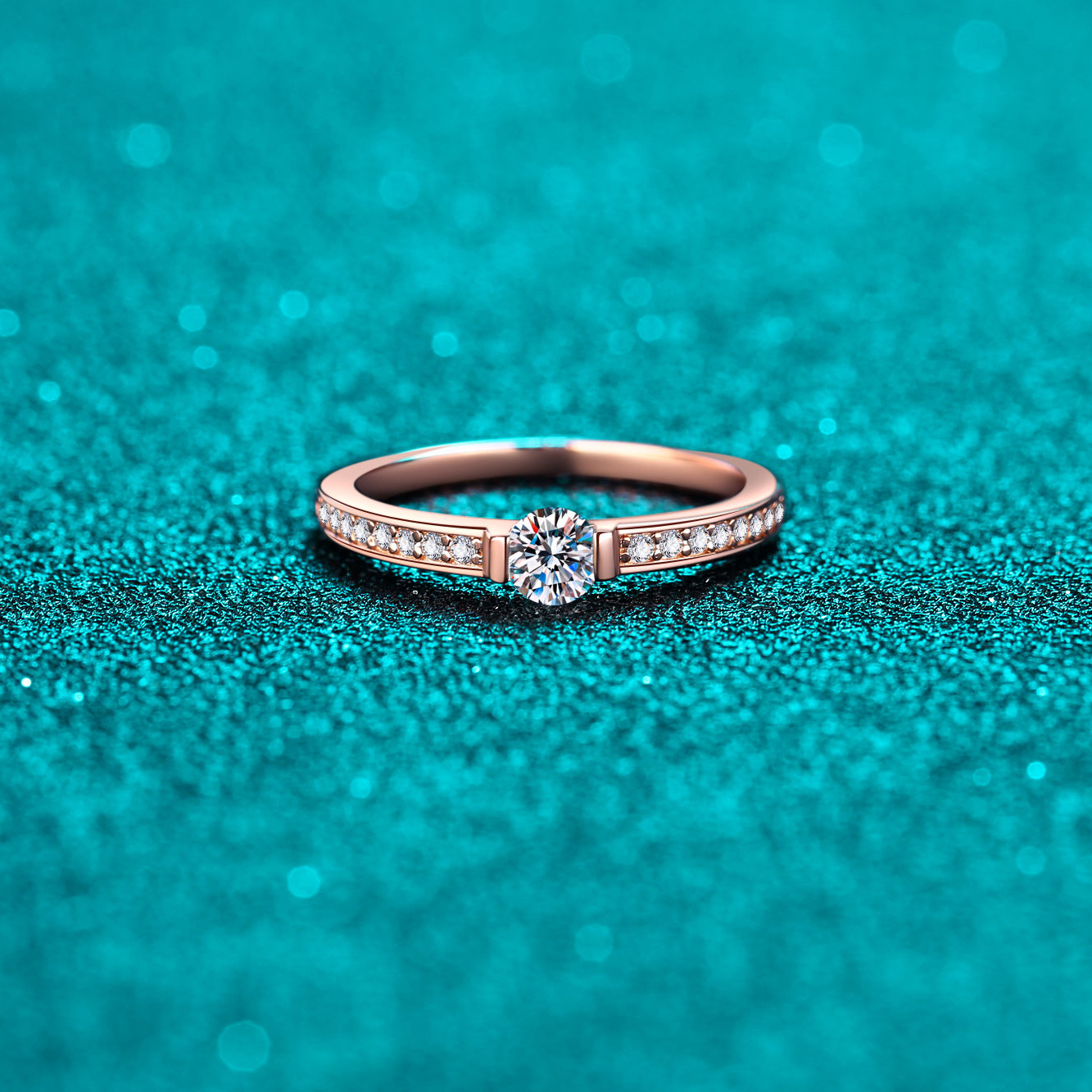 S925 Sterling Silver Champagne Gold Moissanite Ring, 30-Point Moissanite, Minimalist Design for Daily Wear