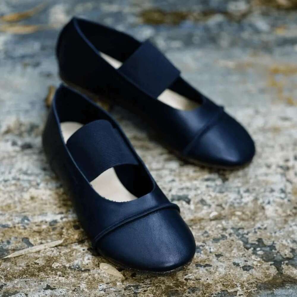 Genuine Leather Niche Classic Elastic Strap Mary Jane for Women Spring and Autumn New Versatile Flat Ballet Shoes