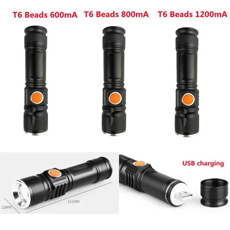 YS00057- Aluminum alloy LED flashlight outdoor portable night fishing strong light flashlight USB charging handheld flashlight XJ250529