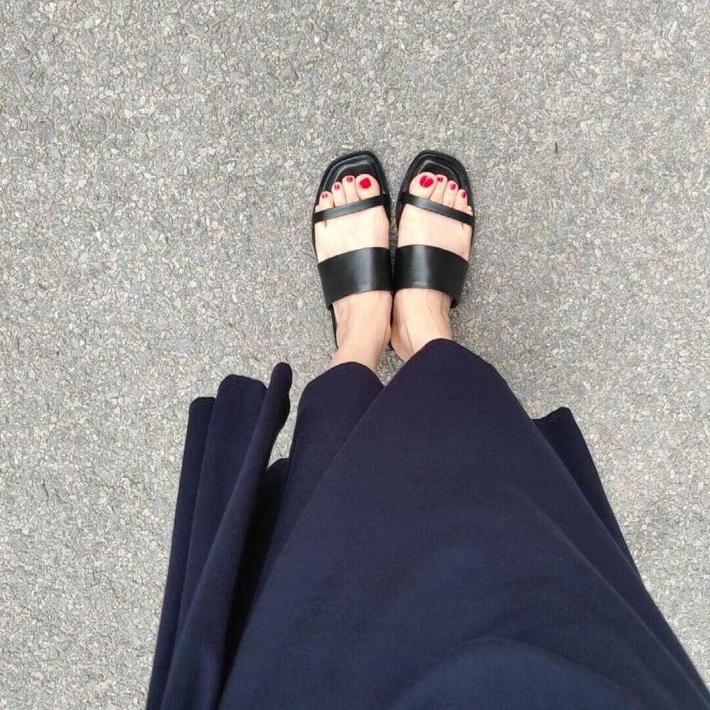 Genuine Leather Korean Style Niche Square Strap Open Toe for Women Outdoor Summer New Fashion Versatile MD Sandals