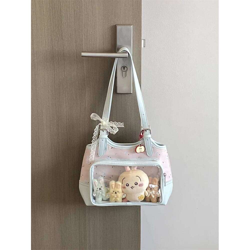 Xiuya Floral Womens Shoulder Elegant Fashion Casual Cute Ita Bag Exquisite Lolita Jk Literary Transparent Female New Handbag