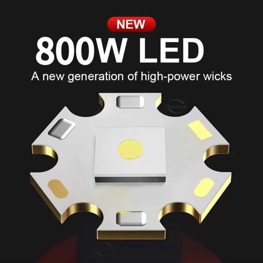 1000000 Lumens High Power LED Flashlight With Built In Dual Batteries Rechargeable Torch Portable Camping Tactical Lantern XJ250529