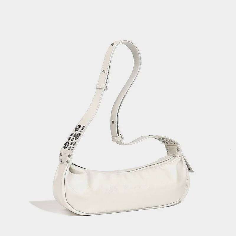 Women's Bags Designer Fashion Hollow Rivet Shoulder Soft PU Leather Crossbody For Half Moon Crescent Hobo Tote Bag Underarm Women Bags