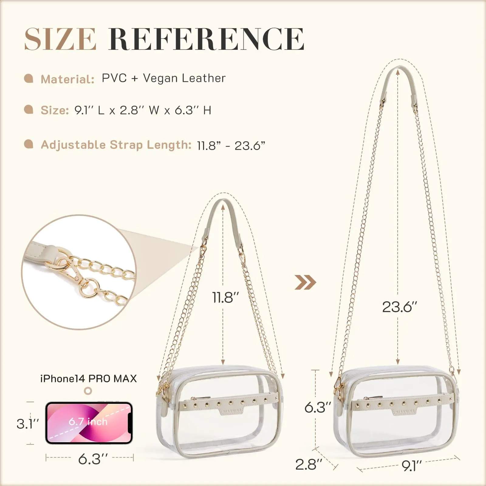 Clear Bag for Stadium Events Small Crossbody Purse Women PVC Approved Concert Sports Festivals 250528