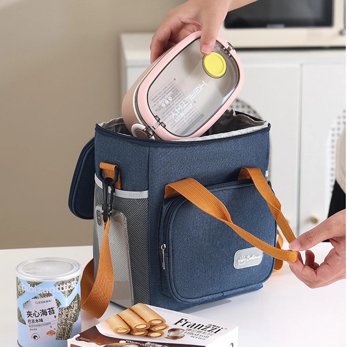 1pc Outdoor Thickened Lunch Box Bento Bag with High Square Insulation Freshkeeping Can Be Carried By Hand 250528