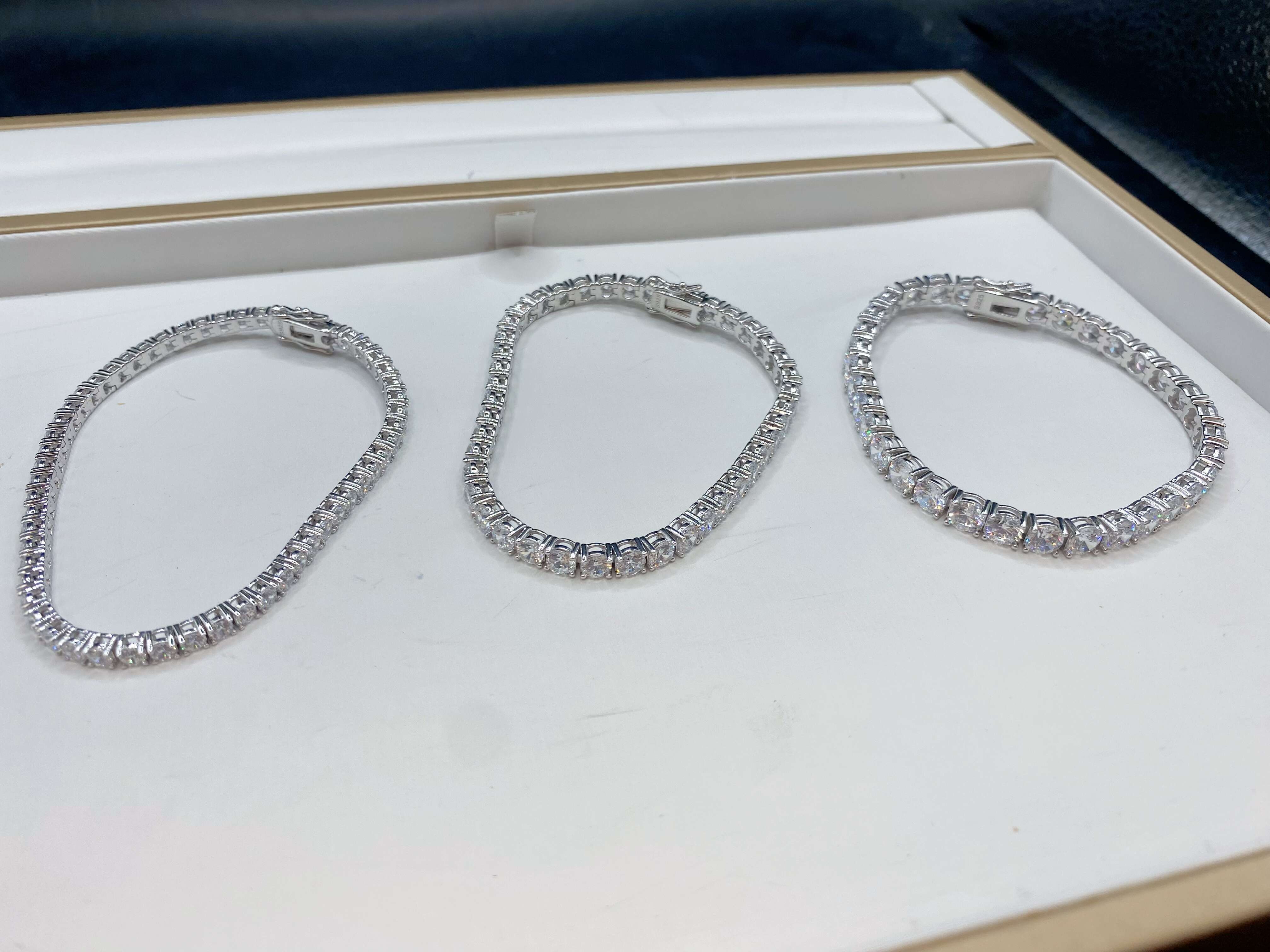 New Round Design 3mm 6.5inch Necklace Hip Hop 925 Sterling Silver Moissanite Bracelet Tennis Chain