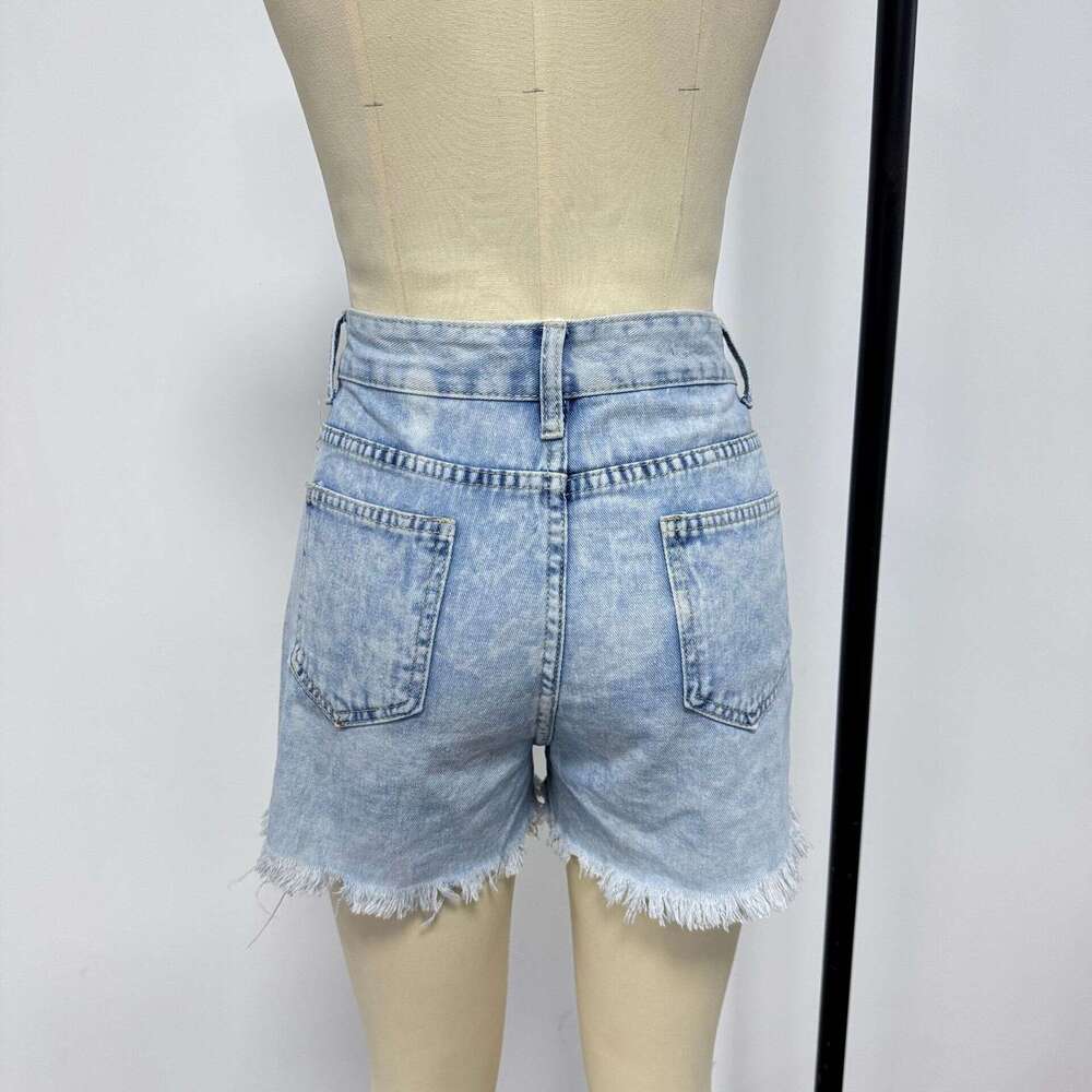 Shorts Women Denim Shorts YI High Waist Ripped Fringe Denim Shorts For Women Hot Pants Already Shipped Jean Shorts