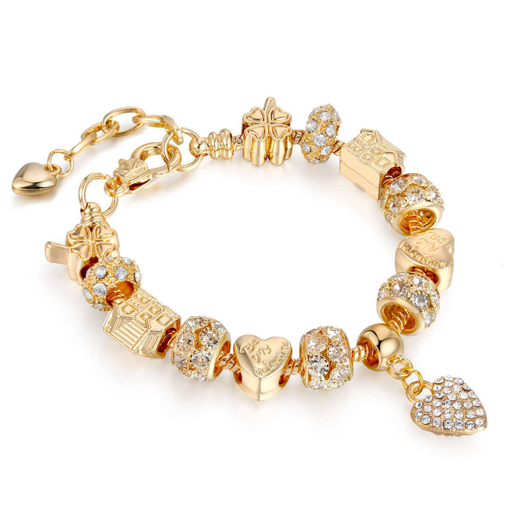 DIY Alloy Large Hole Gold Bead Bracelet