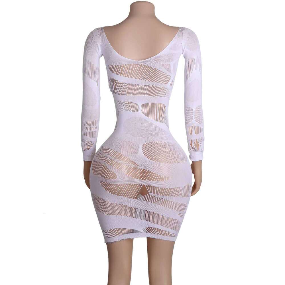 Sheer Nightclub Dress Luminous Fishnet Sexy Performance Outfit Exotic Dance Wear Underwear Women Rave Costume