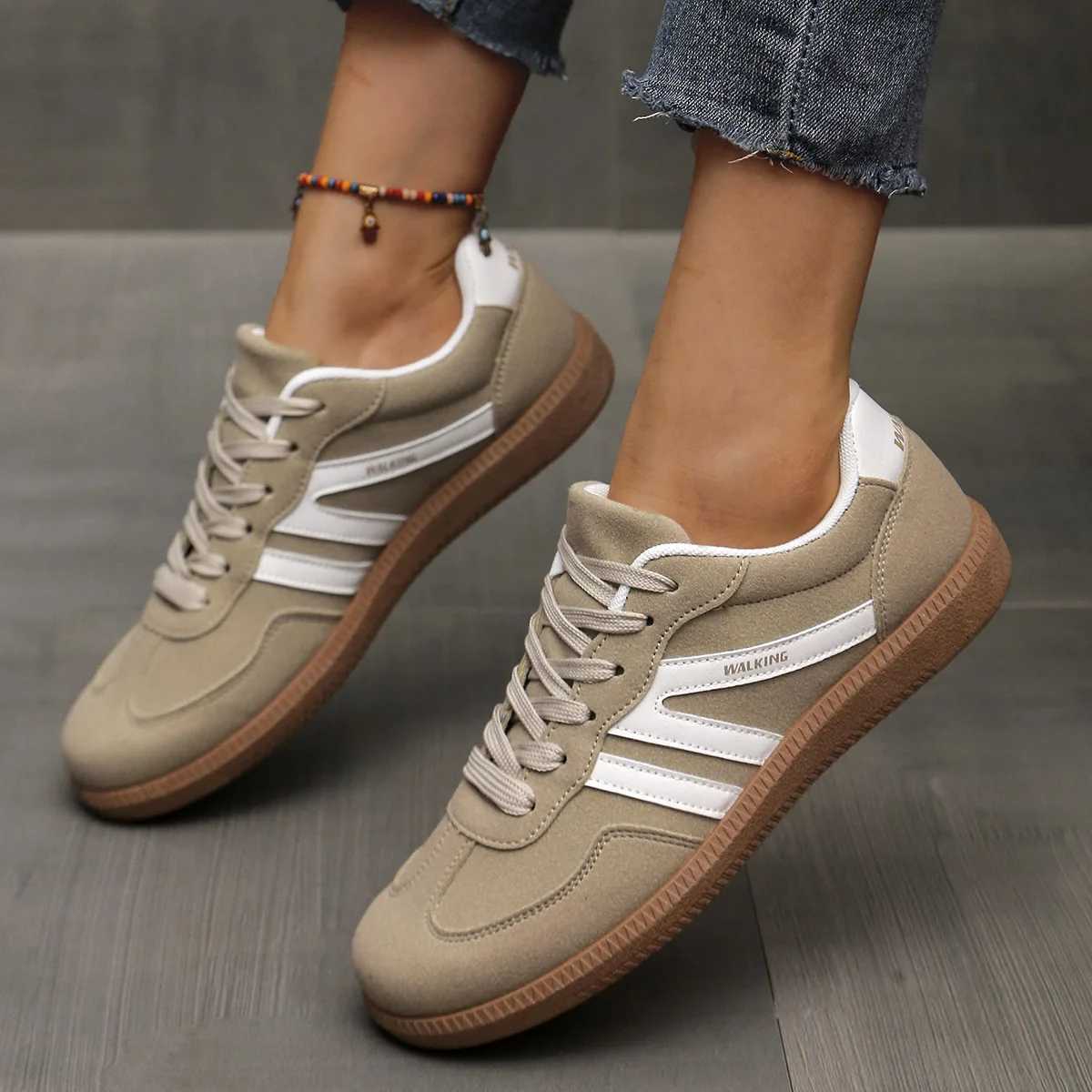 Mix Color Womens Autumn Sneakers Fashion Splicing Flat Heel Vulcanized Shoes Female Lace-Up Non-Slip Pu Leather Casual Shoes XJ250529