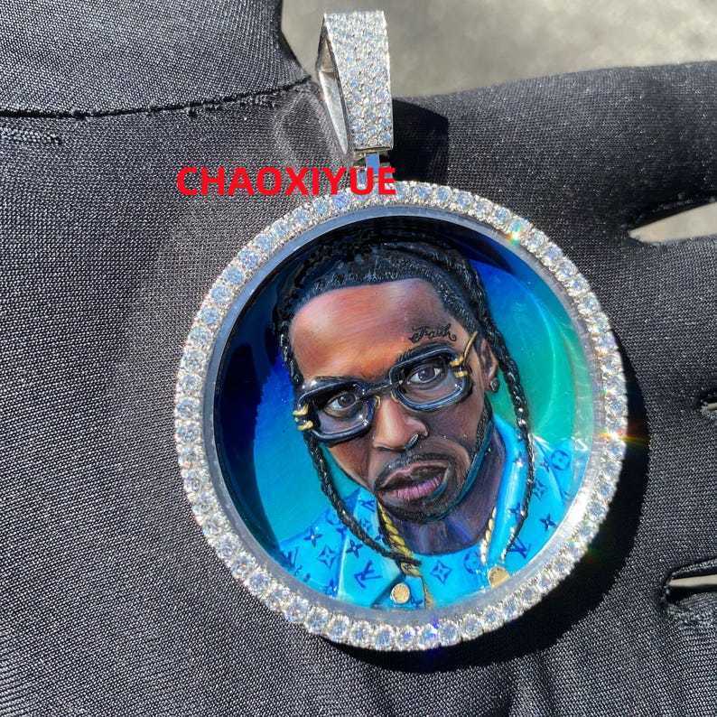 Customized Made Iced Out Moissanite HIP HOP Pendant Moissanite Baguette Pendant Personal Personalized HIP HOP Pendant