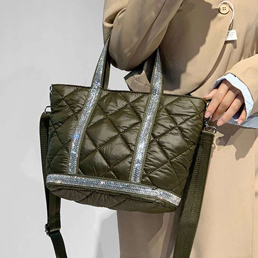 Women's Bags Designer Fashion Nylon Quilting Handbags Down Padded Shoulder New Designer Lingge Dia Tote Bags For Women Crossbody Bag Chic