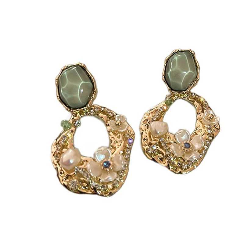 Obega Aesthetic Zircon Flower Hanging Earrings for Women Gold Color Big Drop Womens Earrings Party 2023 Trending Jewelry Gift L250527