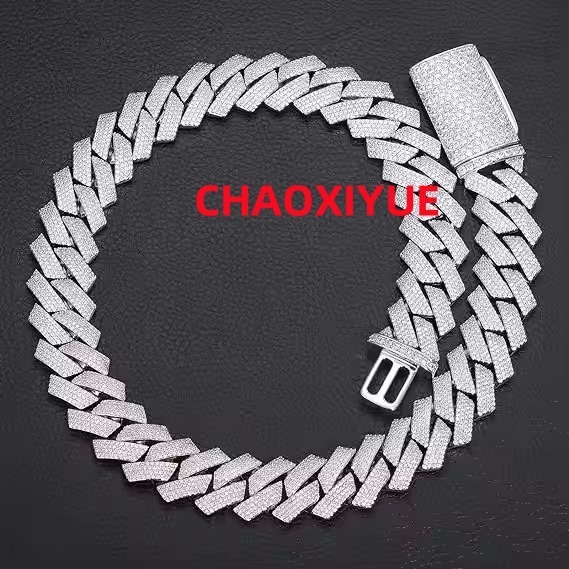 16mm Handmade 10k Gold Moissanite Diamond Studded Iced Cuban Link Chain Stylish 16mm Mens Womens Hip Hop Necklace