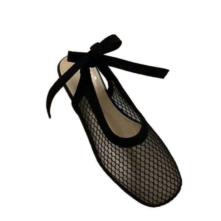 Sheepskin Version~Korean Style Niche Mesh Hollow Breathable Casual Flat Closed-Toe Sandals for Women 2025 Summer Half Slippers
