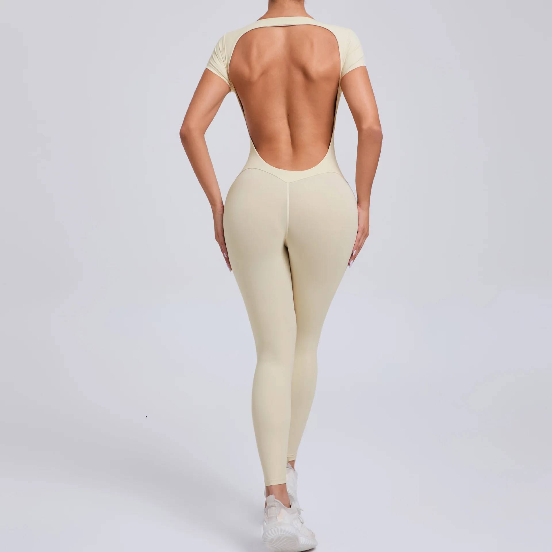 Women's Jumpsuit One Piece Sports Suit Short Sleeve Gym Clothes Push Up Training Fiess Yoga Bodysuit Sportswear