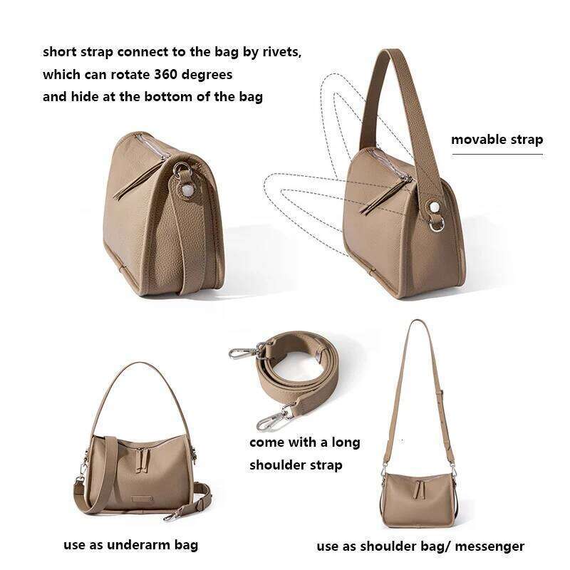 2025 Summer New Women Pillow Underarm Shoulder Bag Soft Genuine Leather Simple Design Handbag Lady Fashion Crossbody Messenger