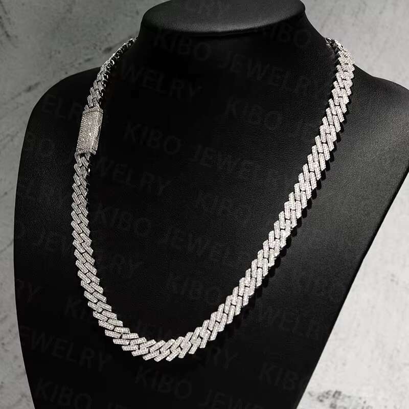 Iced Out Bling Diamond Hip Hop 8mm Miami Wholesale Cuban Link Chain S925 Sterling Silver Jewelry Moissanite Cuban Chain