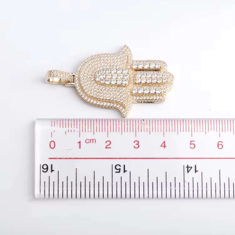 Hip Hop Fashion 925 Sterling Silver Iced Out Diamond Moissanite Hamsa Hand Pendant Rapper Charm Moissanite Pendants Charms