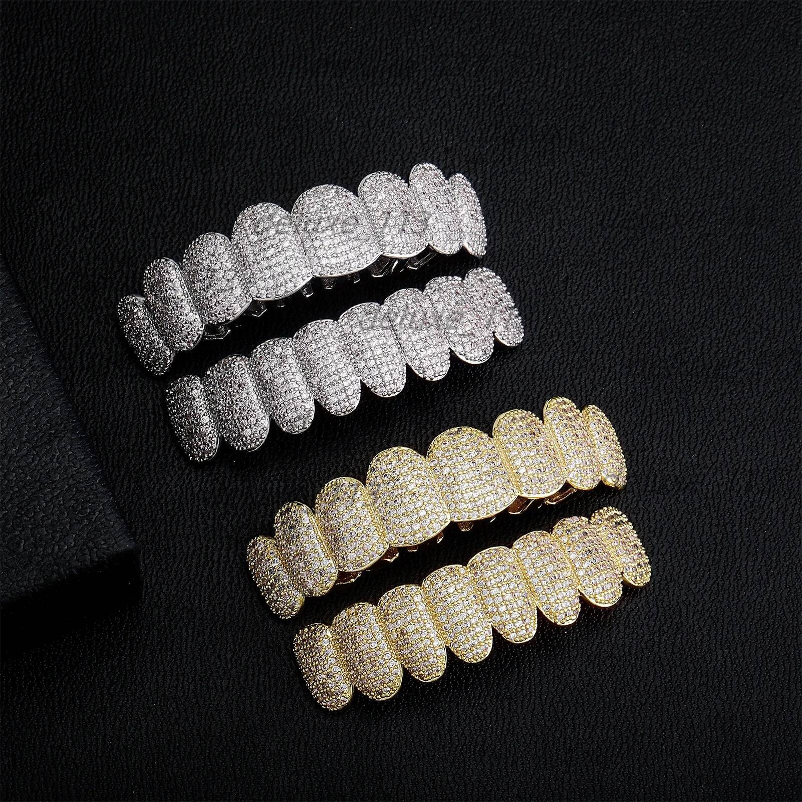 Exclusive Customization Moissanite Teeth Grillz Iced Out Hop Sier Decorative Braces Real Dia Bling Tooth Grills For Men