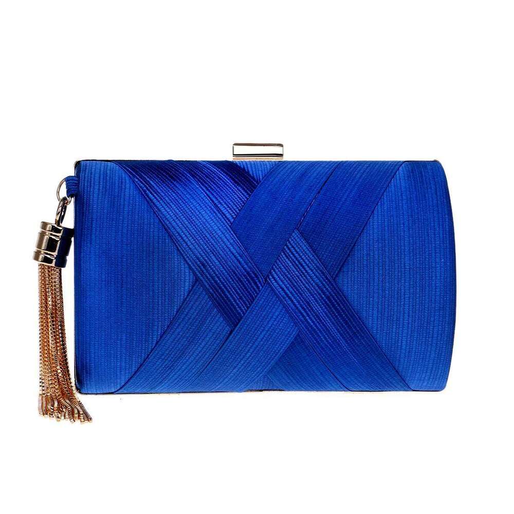 Chain Shoulder Mixed Fashion Party Wedding Handbags Purse Metal Tassel Women Evening Bags Criss-Cross Satin Clutches