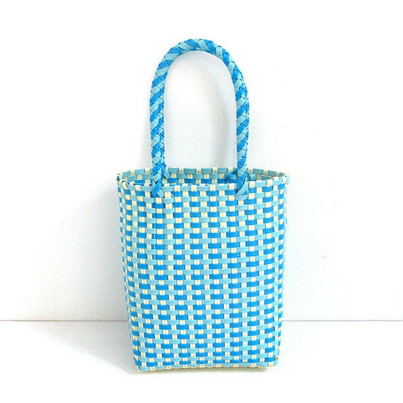 Plastic Thin Strip Woven Rectangular Small Color-Block Shopping Photo Summer Handbag Women's Bag