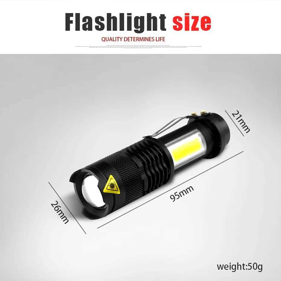 4 Modes Portable Working Flash lamp White LED Flashlight Zoomable torch flashlight Lighting lantern Use AA 14500 Battery Light XJ250529