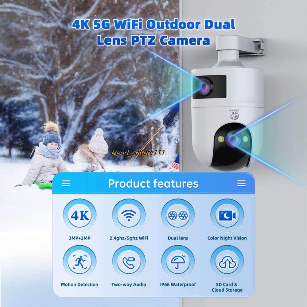 Jooan 4K Ultra HD Lens Dual Screen Wireless 1080P Waterproof Full-color Night Vision Indoor WiFi Security CCTV Camera