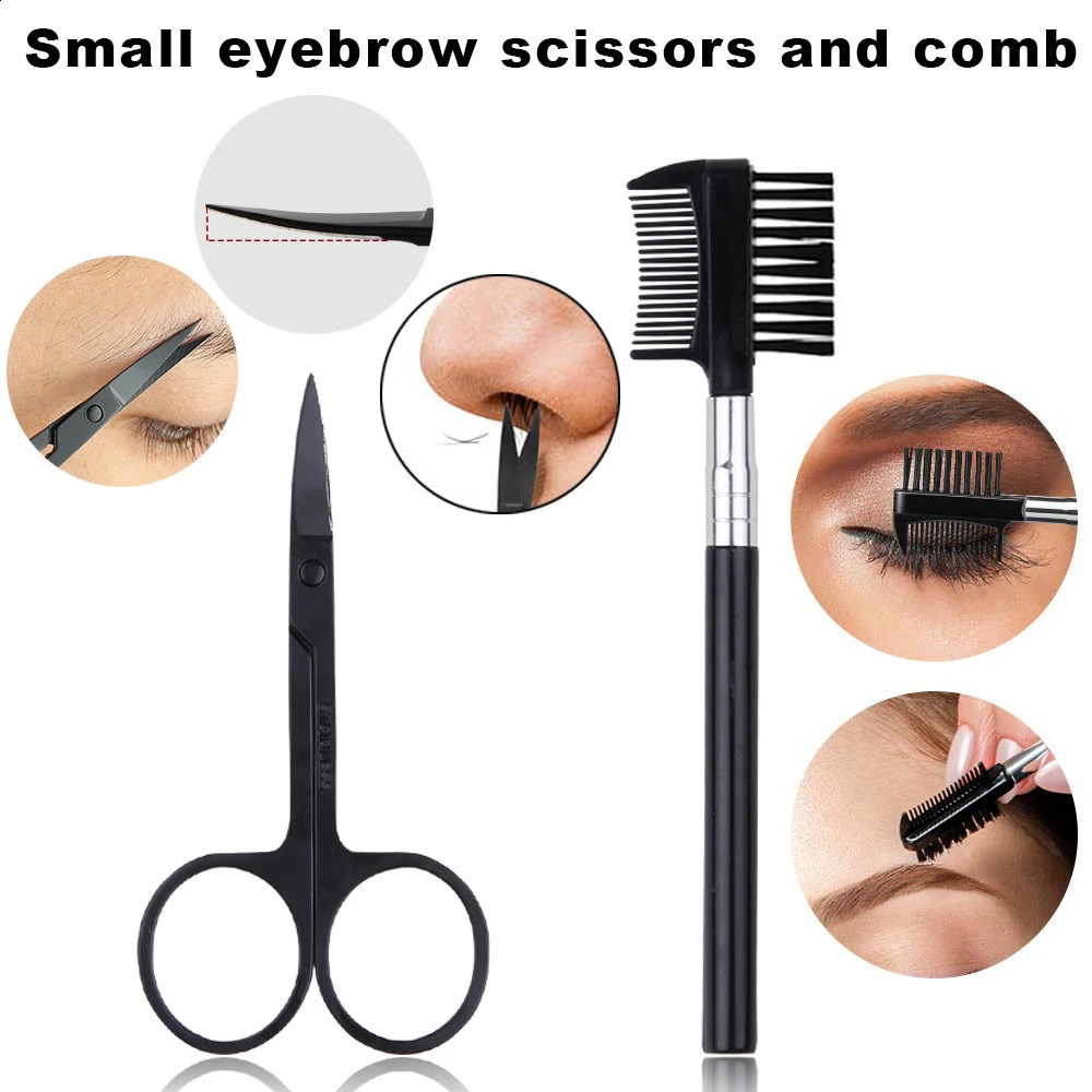 811Pcs Professional Eyebrow Trimmer Set Scissors Tweezers Scraping Comb Clip Forceps Cosmetic Eyebrows Makeup Tools 250516