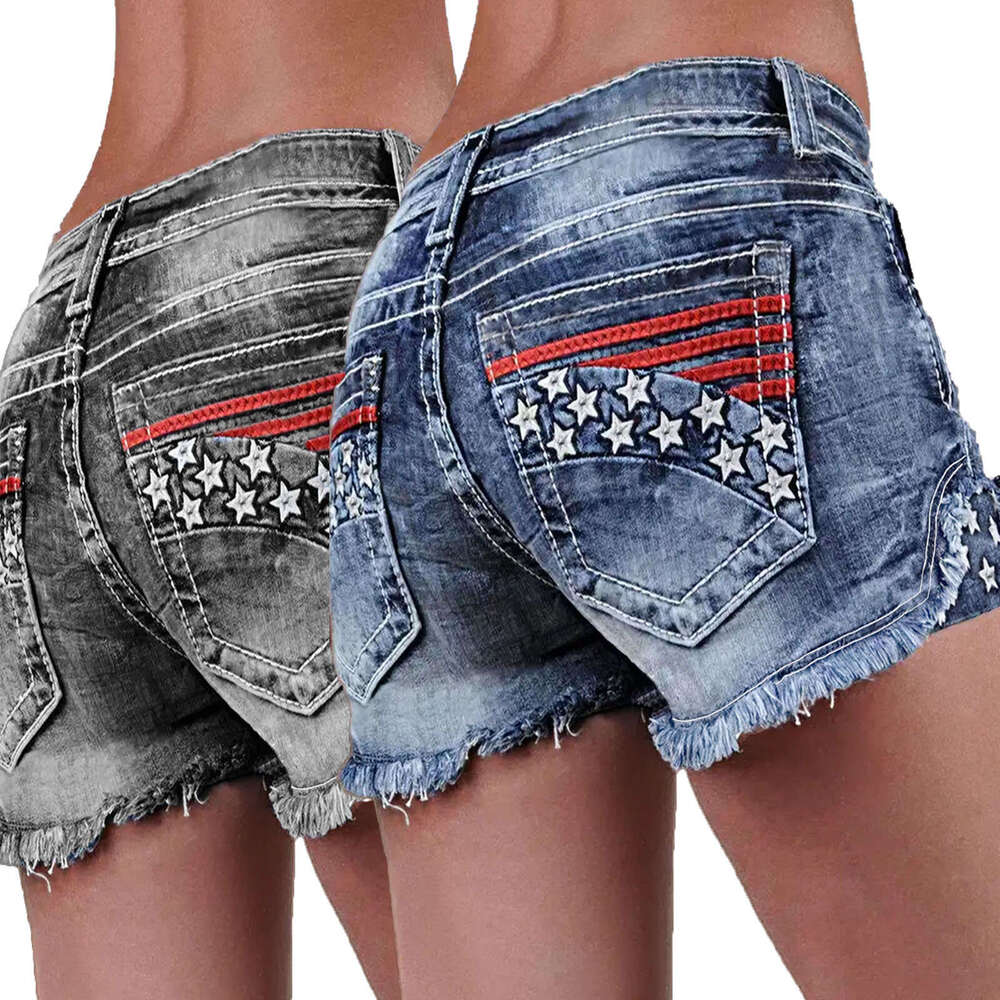 Shorts Women Denim Shorts Women S Fashion Ins Stretch Patch Embroidered Ripped Denim Shorts Jean Shorts