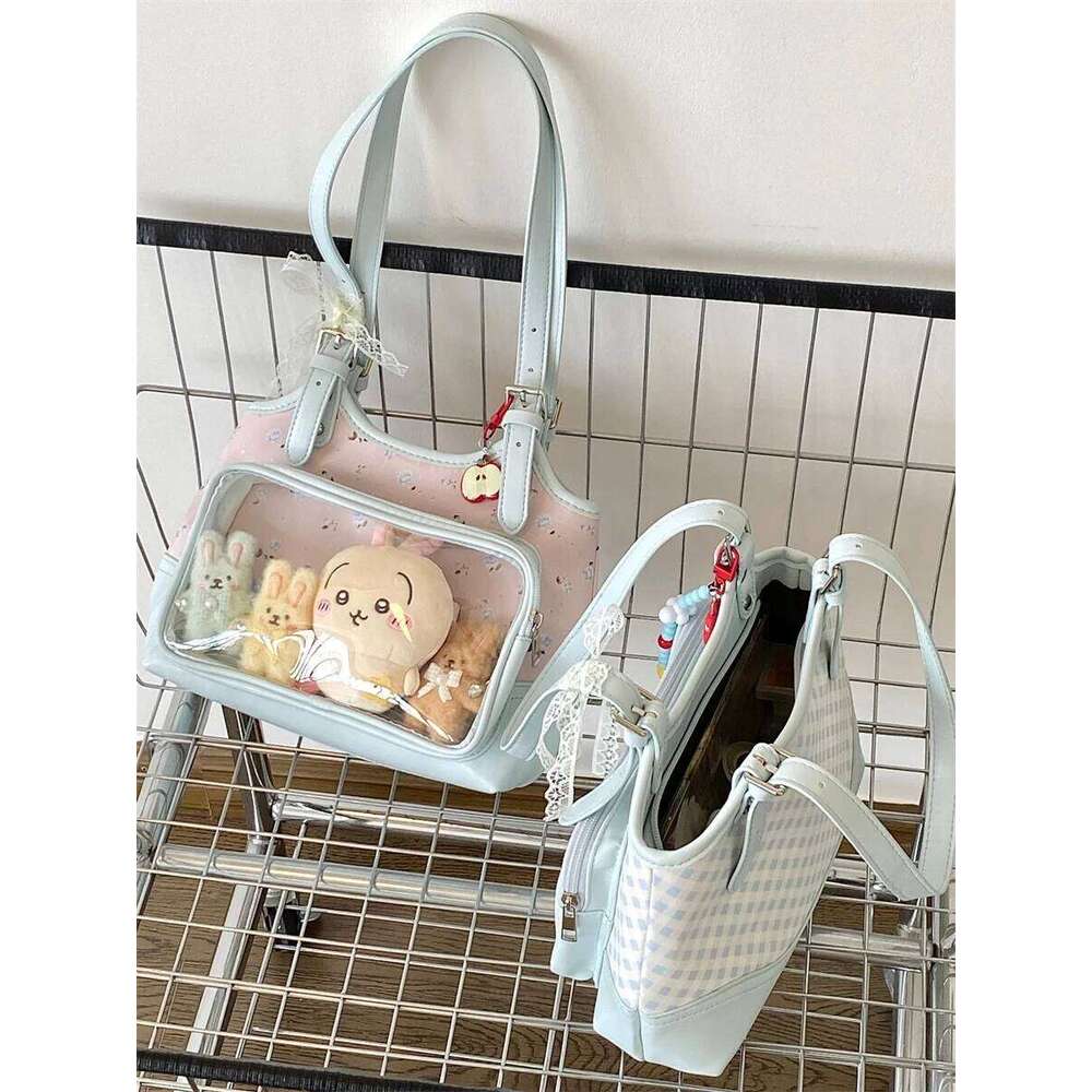 Xiuya Floral Womens Shoulder Elegant Fashion Casual Cute Ita Bag Exquisite Lolita Jk Literary Transparent Female New Handbag