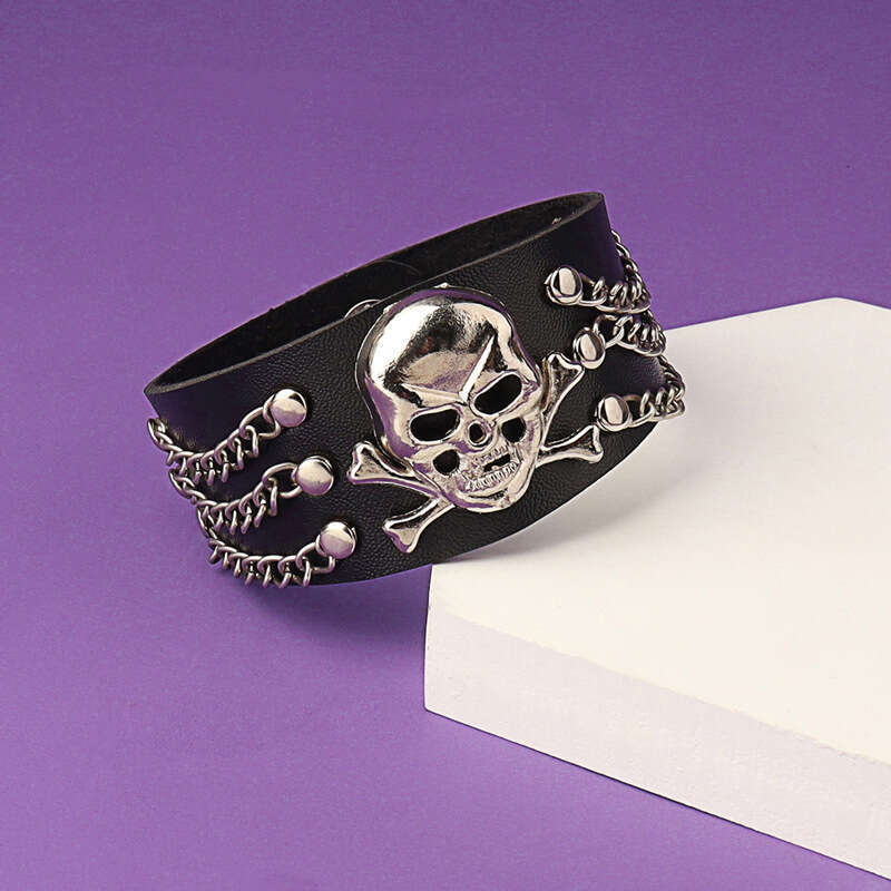Punk Rivet Nightclub Trendy Bold Bracelet Skull Bangle Multi-layer Fashion Jewelry