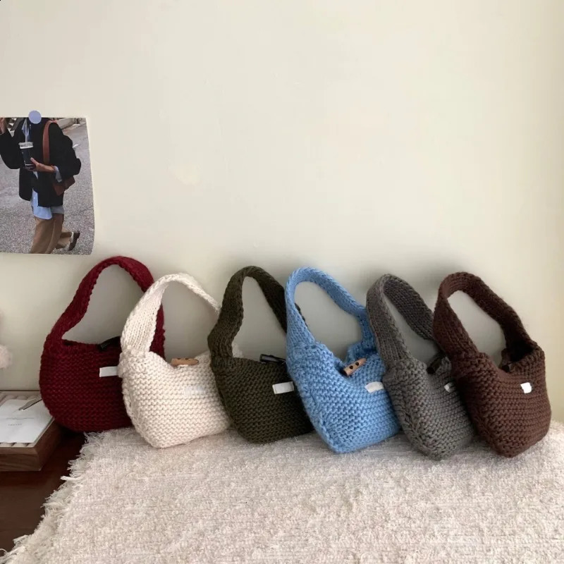 Summer Fashion Handwoven Handbag Knitted Crochet Beach Shoulder Bag Hollow Womens Knitted 250528