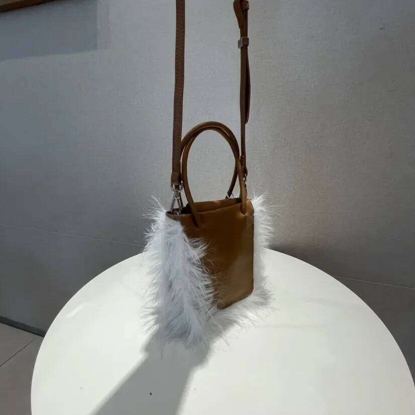 Women's Bags Designer Fluffy Feathers Handbags Designer Bags For Women New Soft PU Leather Shoulder Crossbody Bag Mini Phone Purses Clutch