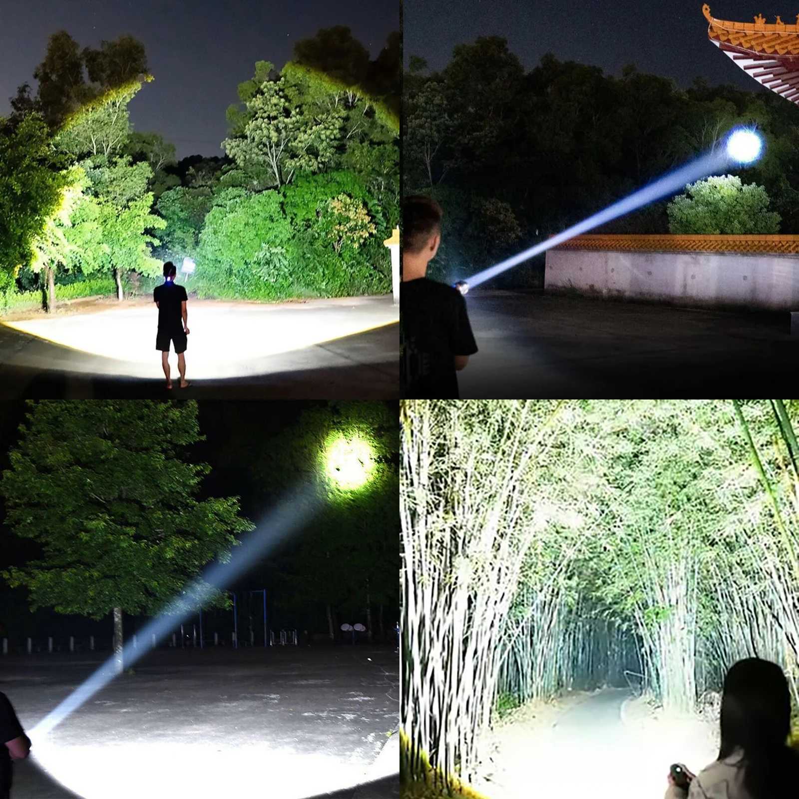 100000 LM LED Handheld Flashlight Ultra-Bright Torch 2000mAh Rechargeable Battery Powerful Flash Light Zoomable Tactical Lantern XJ250529