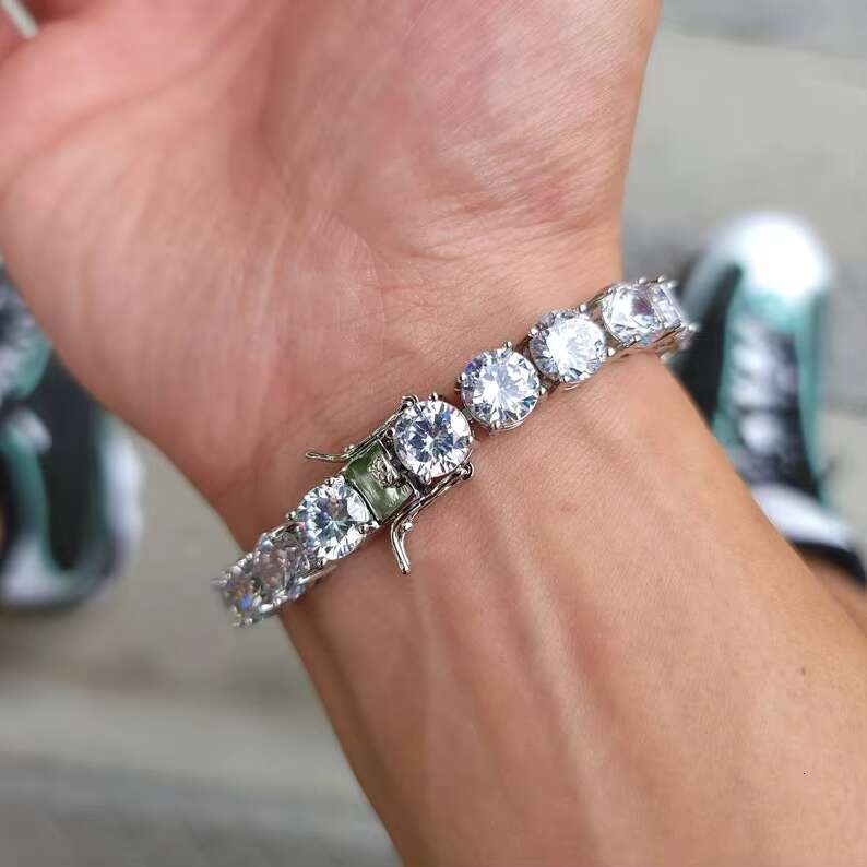 Big Diamond Hip Hop Jewelry D Color VVS Moissanite Tennis Link Chain Sterling Silver 925 Fine Jewelry Necklace