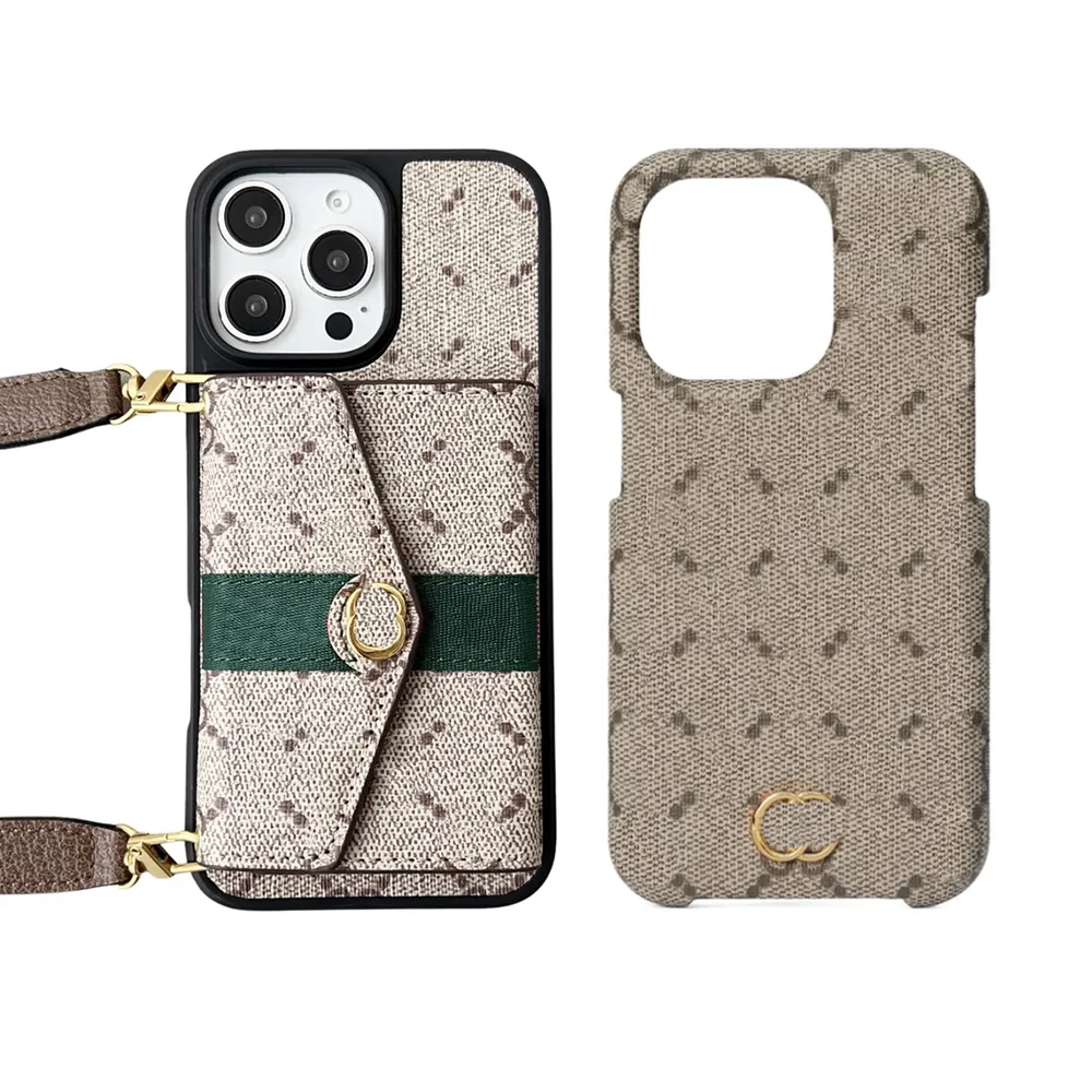 Crossbody Wallet Phone Case Designer iPhone Case For iPhone 16 Pro Max 15 Pro Max 14 13 12 11 15 Plus Phonecase Samsung S25 Ultra S24 S23 S22 Case Card Slot Holder Bag Strap