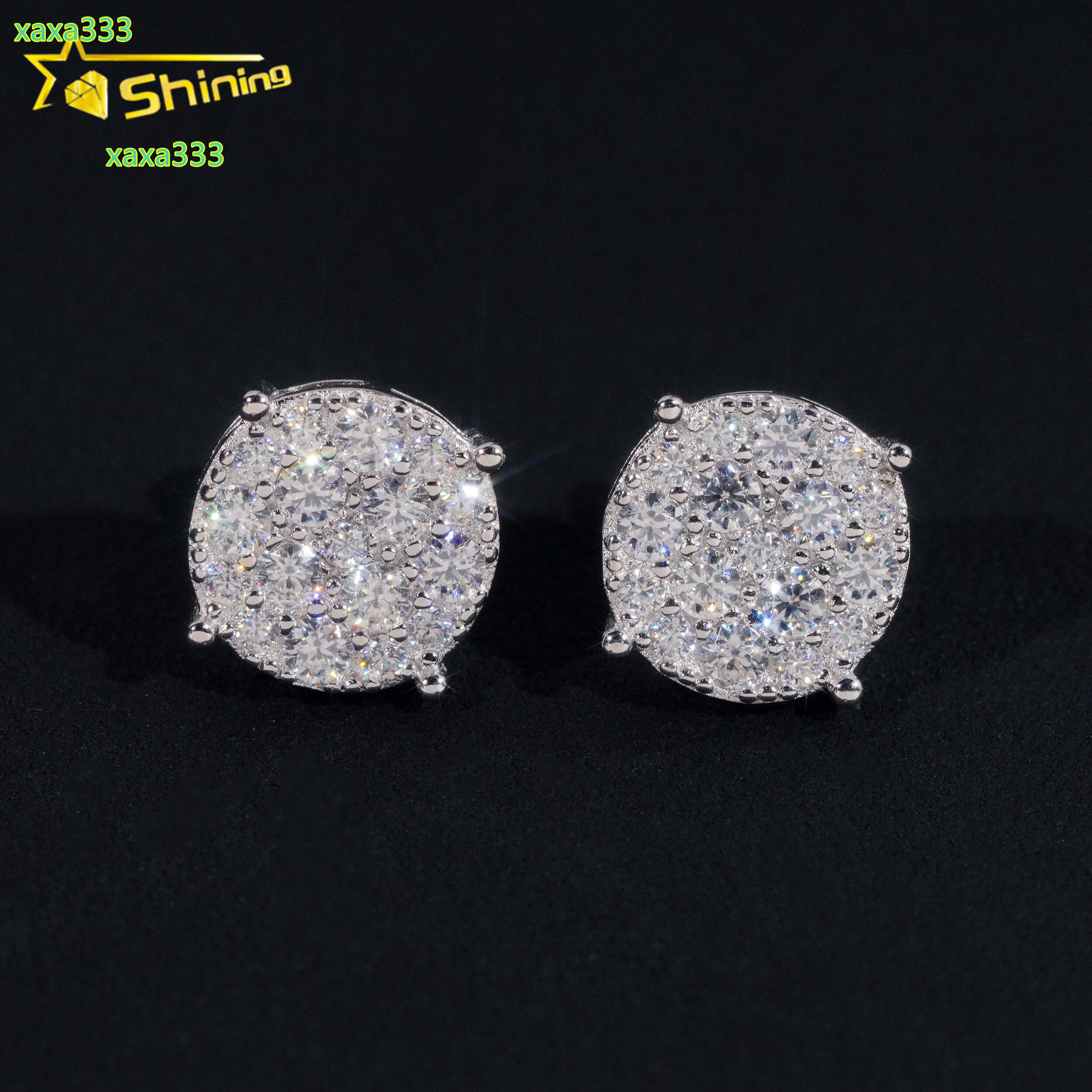Men Style Stocks Pass Diamond Tester GRA Certified VVS Lab Diamond Fully Iced Out 925 Silver Jewelry Moissanite Stud Earrings