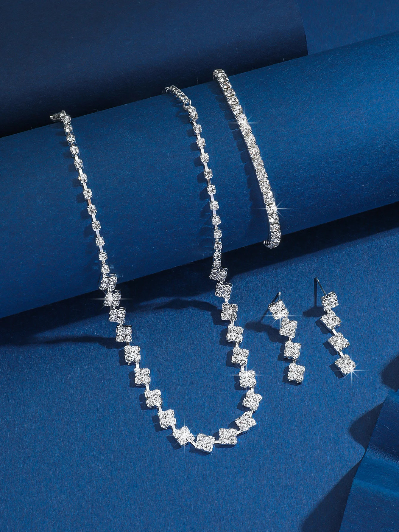 2025 Silver Plated Zirconia Jewelry Set High Quality Necklace Earrings And Bracelet 3 Pieces Jewellery Woman Set 250526