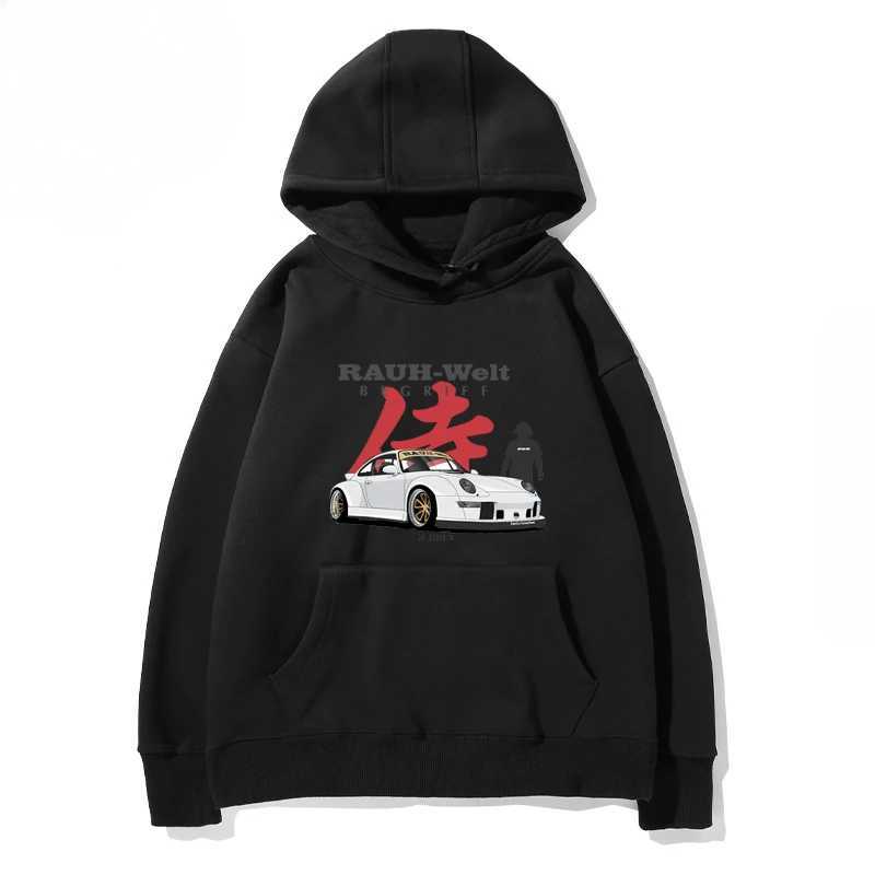 RWB Modified Car 911 Black Hooded Hoodie Men and Women of The Same Model 2024 New Autumn and Winter Casual Loose Top ClothingXJ250514