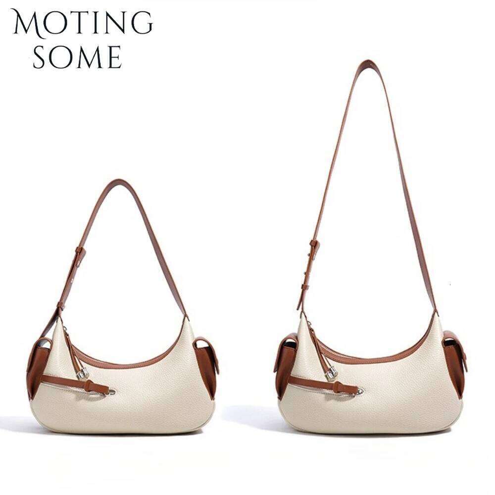 Motingsome Woman Hobos Bags Genuine Leather 2025 New Crossbody Shoulder First-Layer Satchel Cowhide Bag