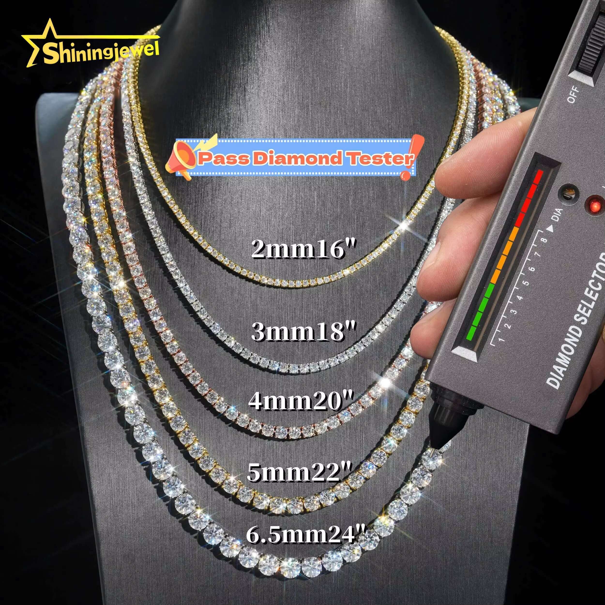 Cheapest Price Ready to Ship Moissanite Diamond Tennis Chain Necklace Bracelet Hip Hop Iced Out Jewelry VVS Moissanite Chain